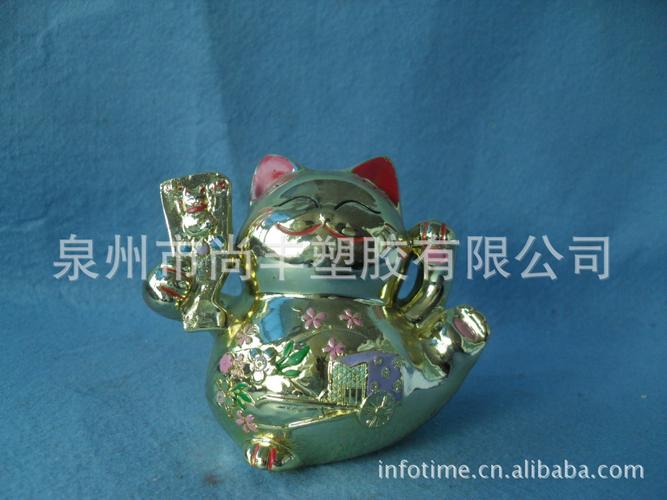 【供应厂家】大量直销树脂工艺品电镀精美小礼品招财猫储钱罐 【产品